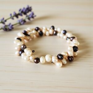 Multicolor Freshwater Pearl Expandable Wire Bracelet